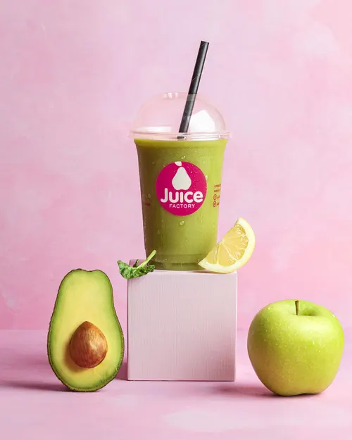 Juice Green Machine with avocado, baby spinach, lemon, apple