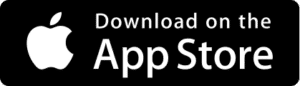 Schwarze rechteckige Schaltfläche mit dem weißen Apple-Logo auf der linken Seite und den Worten „Im App Store herunterladen“ in weißer Schrift auf der rechten Seite.